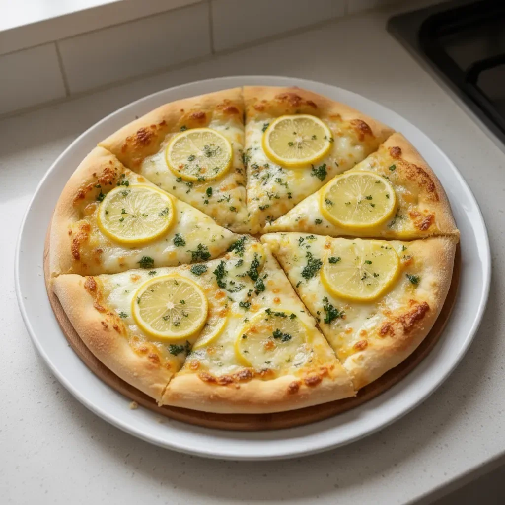 Delicious Lemon Pizza with fresh toppings and a zesty lemon flavor