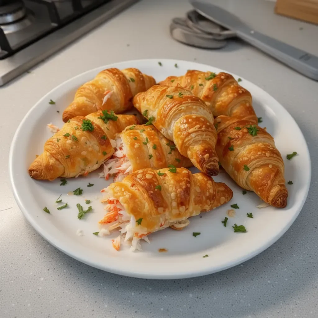 Tasty crab crescent bites on a platter, perfect for party appetizers